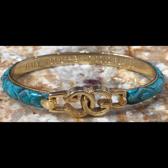 Gucci Jewelry Gucci Snakeskin Leather Bracelet 24k Gold Filled